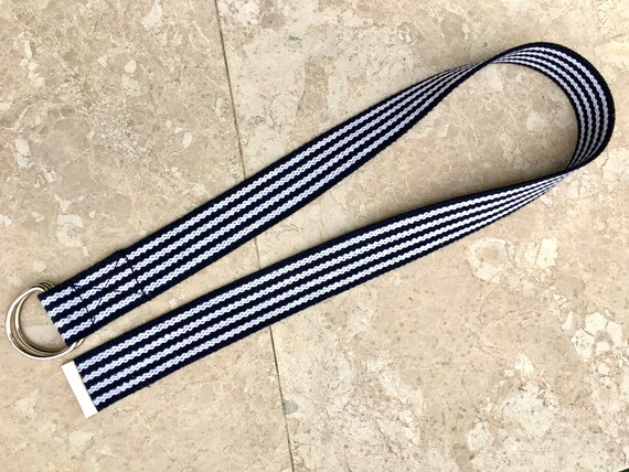 Navy & White Canvas Cotton D Ring Belt, 1.5 display picture 1