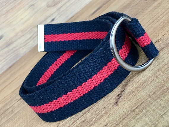 Red Navy Cotton Webbing Canvas D-ring Belt, 1.37 display picture 1