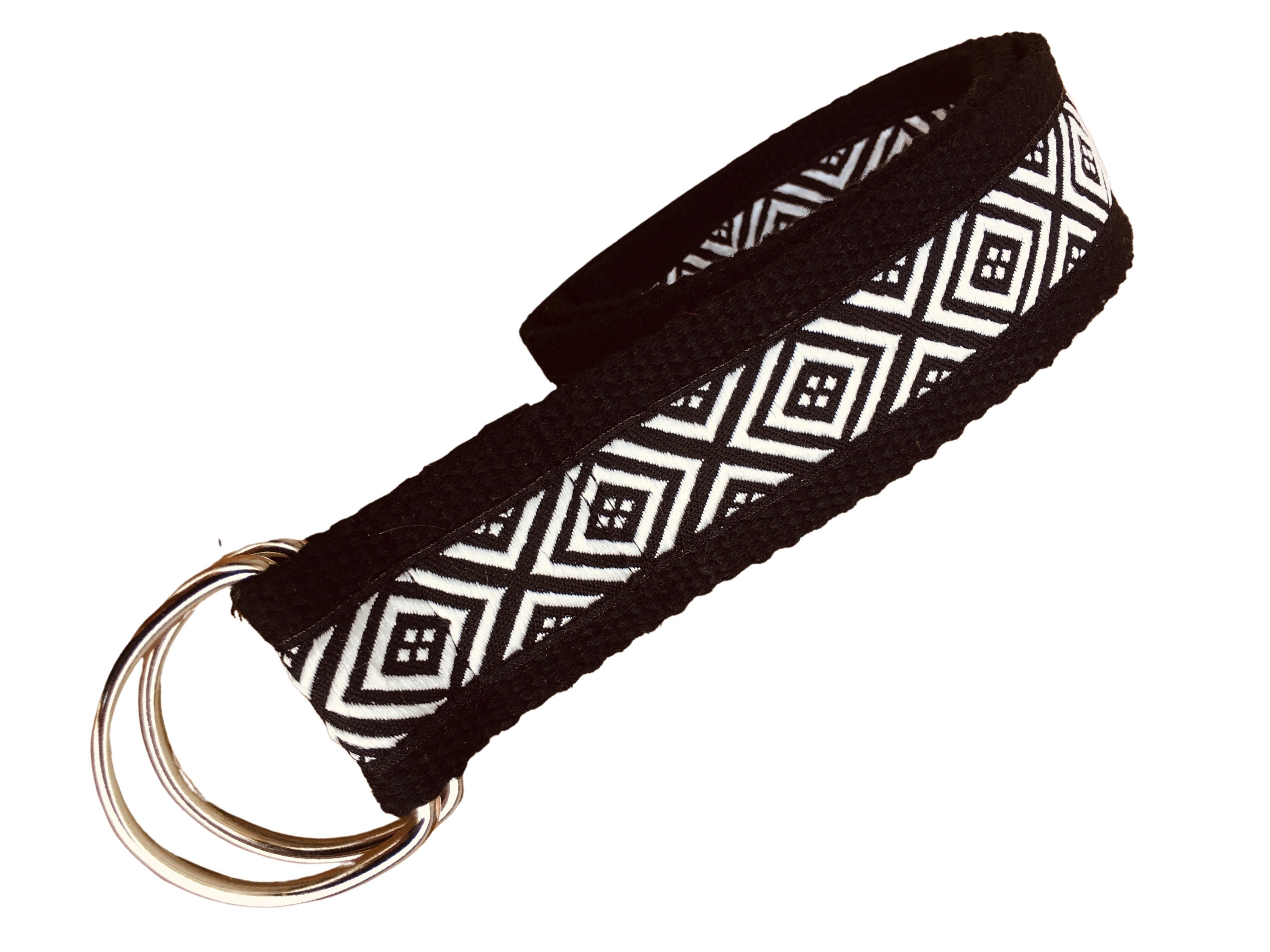 Polyester Jacquard Ribbon Belts, D-Ring Canvas Belt for Dress Pants Classic Stripe Ribbon D-Ring Belt main image 3