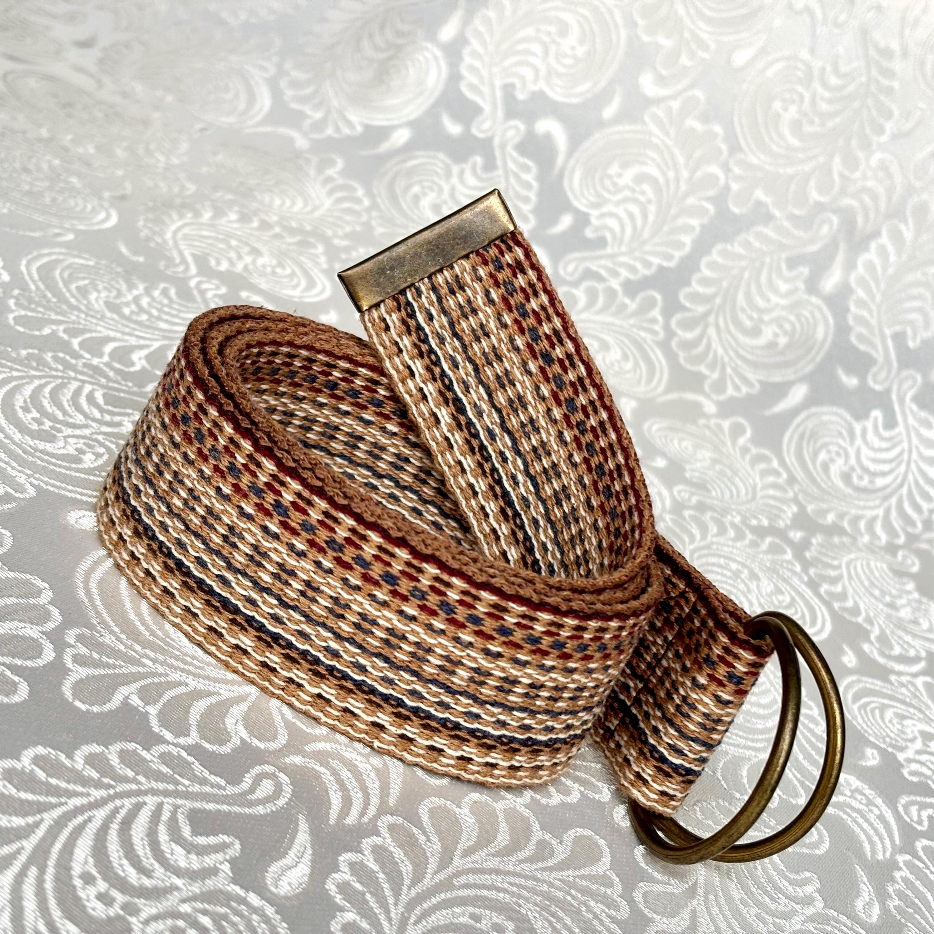 8881 Fashion Waist Cotton Double D Ring Designer Women Teen Checks Belt Cotton Web D-Ring Belt – Unbleached Apparel main image 4
