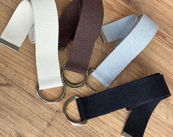 Canvas Web Belt for Men & Women, 4 color options Adjustable 1.5" Cotton Belts with, Unisex fabric D-Ring belt, Casual Outfits.