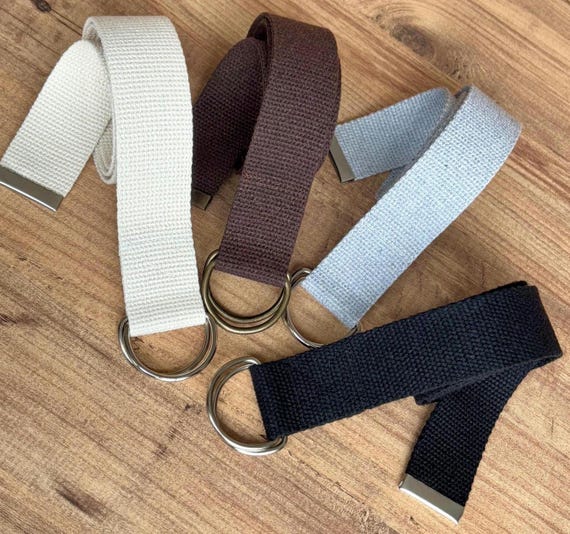 Canvas Web Belt for Men & Women, 4 color options Adjustable 1.5" Cotton Belts with, Unisex fabric D-Ring belt, Casual Outfits.