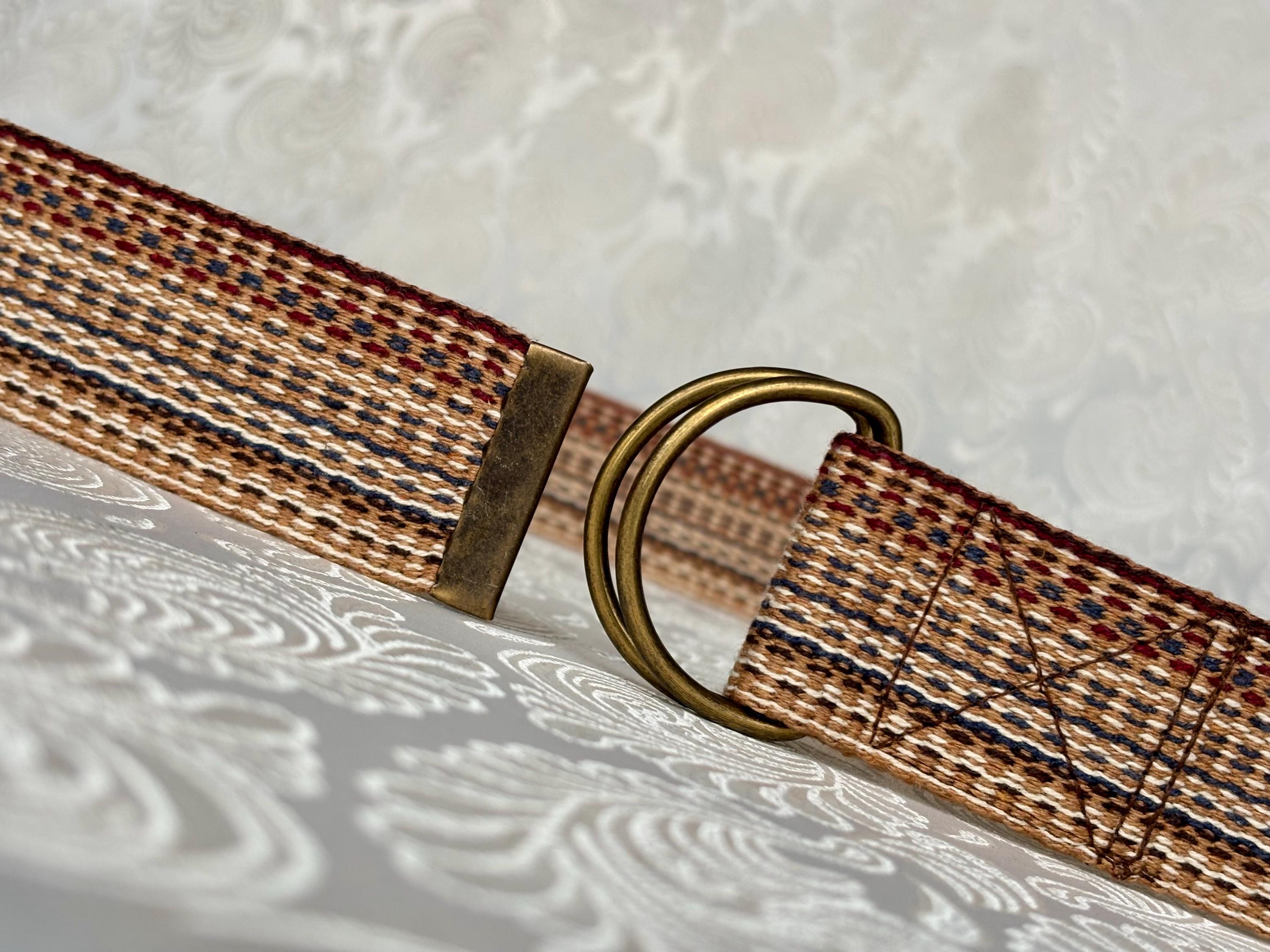 Vintage Wide Woven D-Ring Belt adjustable Beige Cotton Web D-Ring Belt – Unbleached Apparel main image 4