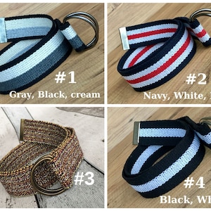 Canvas Belts 6 colors available choose color, Multicolor 1.5" Cotton Webbing belts, D-Ring Fabric Belt for Men or Women, Gift for All season