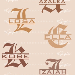 Split Monogram Fonts Letters SVG, PNG, DXF. Individual files for each letters of the alphabet