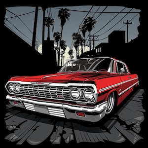 1962 1963 1964 Chevrolet Impala Lowrider Art Chevy Low Rider Wall Poster Artwork Printable Digital Download svg png jpg pdf
