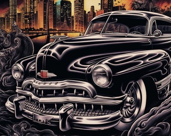 Poster da parete Old School Lowrider Bomb Sunset City