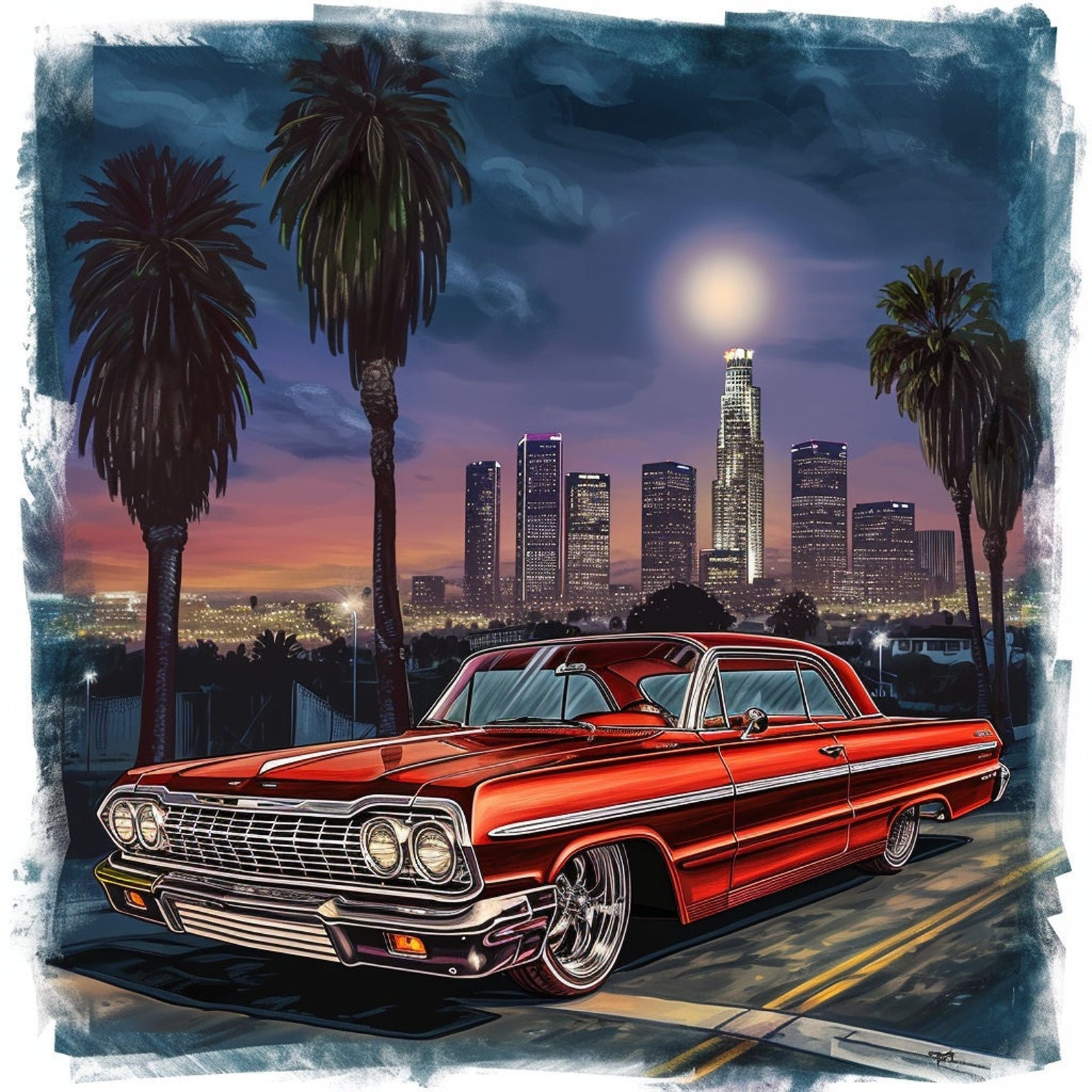1963 1964 Chevrolet Impala Lowrider Art Low Rider Chevy Wall Poster ...