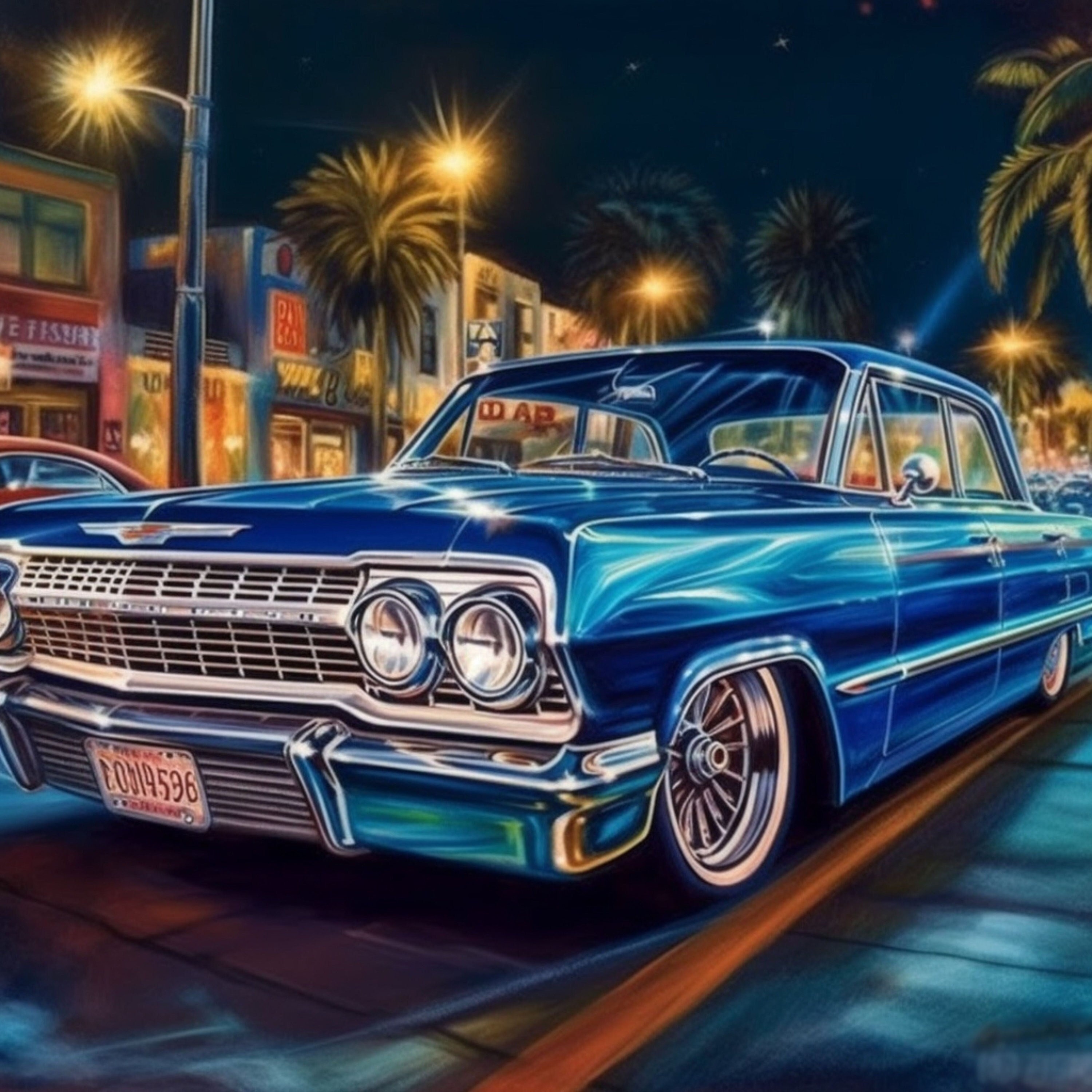Chevrolet Impala Lowrider 1962 1963 1964 Chevy Low Rider Car Poster Art ...