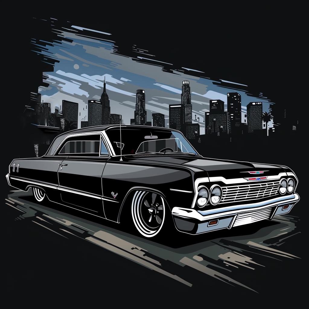 Black 1963 Chevrolet Impala Lowrider Art Low Rider Chevy