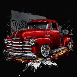 Lowrider Art Chevrolet 3100 Pickup Truck Chevy Bomb Low Rider Wall Poster Artwork Printable Digital Download svg png jpg pdf