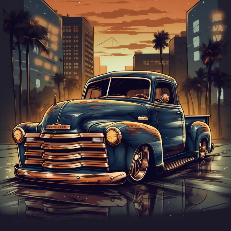 Chevrolet 3100 Lowrider Bomb Pickup Truck Low Rider Art Poster