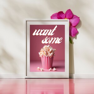 Popcorn Digitale Download Wall Art Retro Print Funky Art Print Trendy Art 70s Art Print Girly Art Cocktail Art Preppy Bar Cart Art