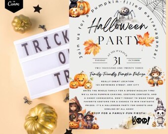 Pumpkin Palooza  , Halloween Party Invitation , Instant Download , Pumpkins , Spiders , Spooky Season , Treat-or-Treat , Costume Party