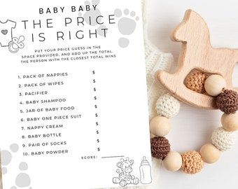 Editable Minimalist Baby Shower Game ,  Modern Black and White ,Baby Boy Girl , The Price is Right