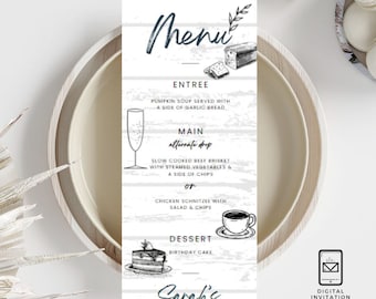 Editable Rustic Brunch Menu Template - Minimalist Design - Canva Customizable