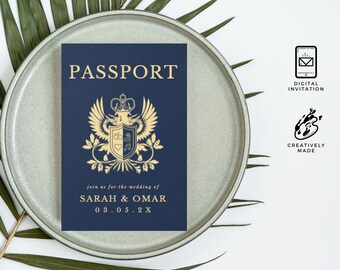 Editable Passport Style Invitation . Travel Template.  Customizable Canva Template. Unique Events.