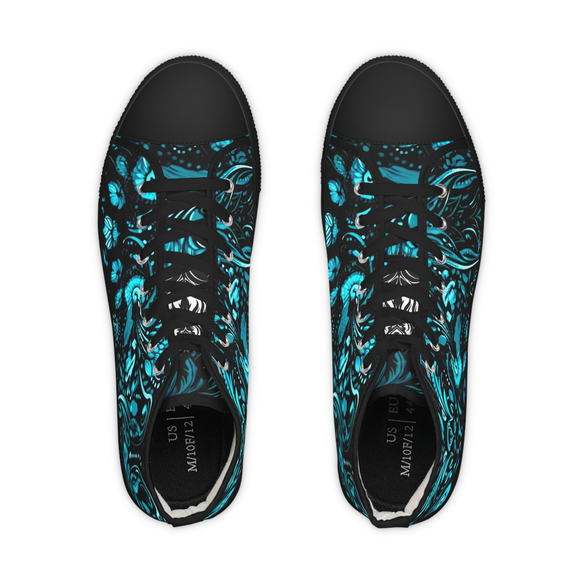 Blue Butterfly Floral Print Men's Low Top Shoes