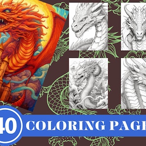 Dragon Coloring Pages, Dragon coloring sheets, Printable Coloring Pages for kids and adults, Dragon for Boys Girls Activity Birthday Party