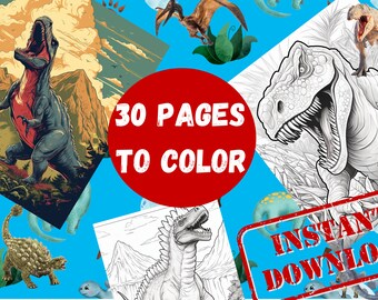 Páginas para colorear de dinosaurios: 30 páginas para colorear de dinosaurios imprimibles para niños, hojas de actividades de dinosaurios imprimibles