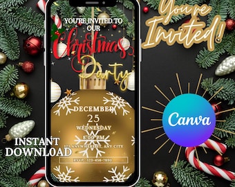 Editable Christmas Party Invitation | Smartphone Template (Digital Download)