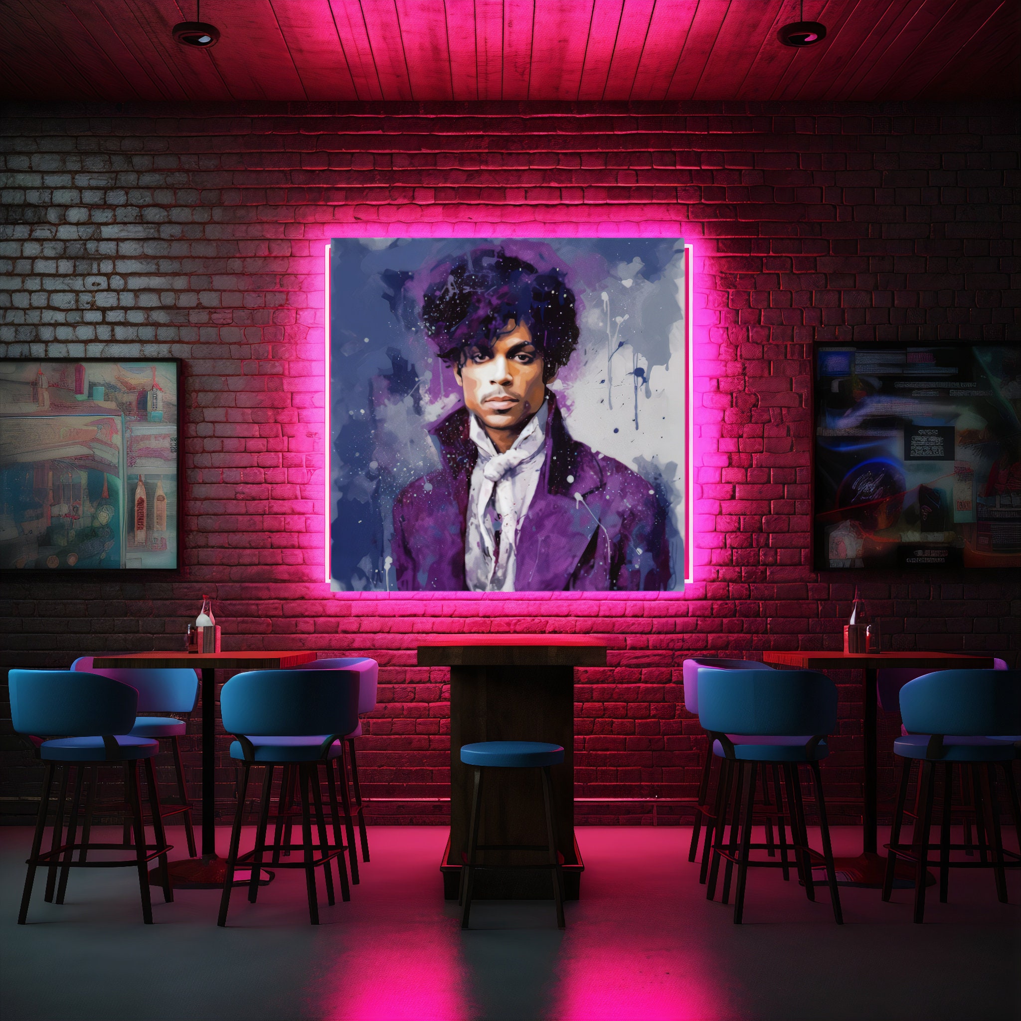 Toile Décorative "Purple Rain" Prince - 20 X 30 Cm, Sans Cadre - Décoration Murale Moderne Salon, Bureau