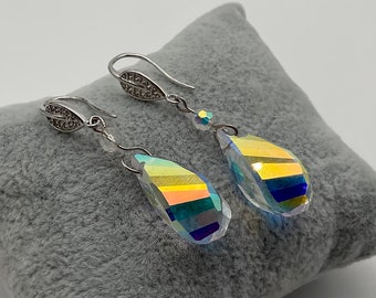 Teardrop Crystal Drop Dangle Earrings AB Earrings