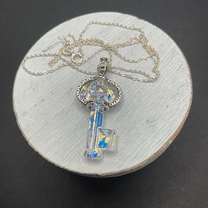 Genuine Crystal Key Necklace on a Sterling Silver 18” Necklace