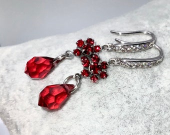 Ruby Crystal Earrings made with Genuine Austrian Crystals - Valentine’s Day Gift for Her