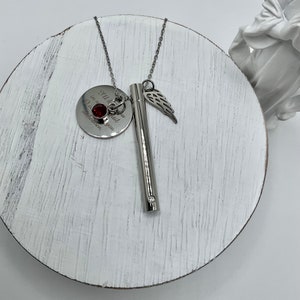 Personalized Stainless Steel Ash Urn Necklace: Birthstone Memorial Charm