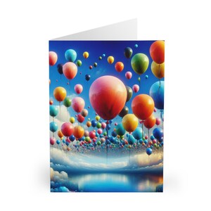 Lot de 5 cartes d'anniversaire, lot de cartes de voeux avec ballons, papeterie de célébration, cadeau pour elle, articles de fête