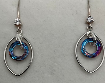 Silver Rainbow Dangle Earrings