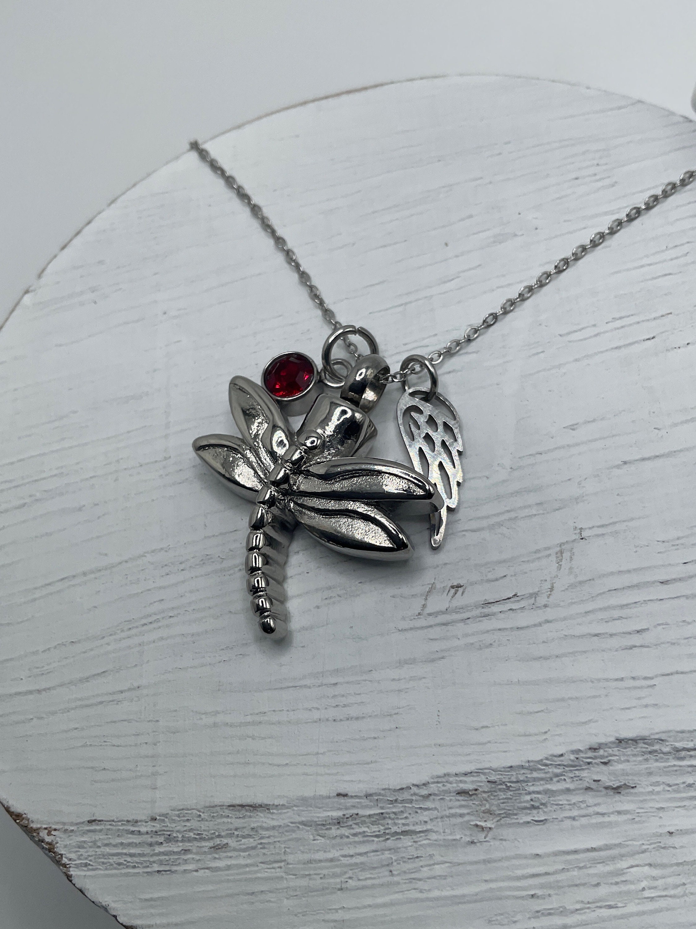 Twoowl Collana Con Urna Ceneri Libellula In Argento 925 – Gioiello Commemorativo Con Cristallo Blu, Regalo Per Donna