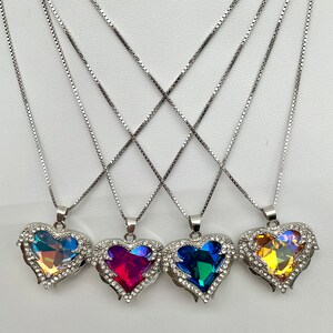 "Diamant Rhinestone-Herz-Anhänger-Halskette auf 18 ""Sterling Silber Kette."