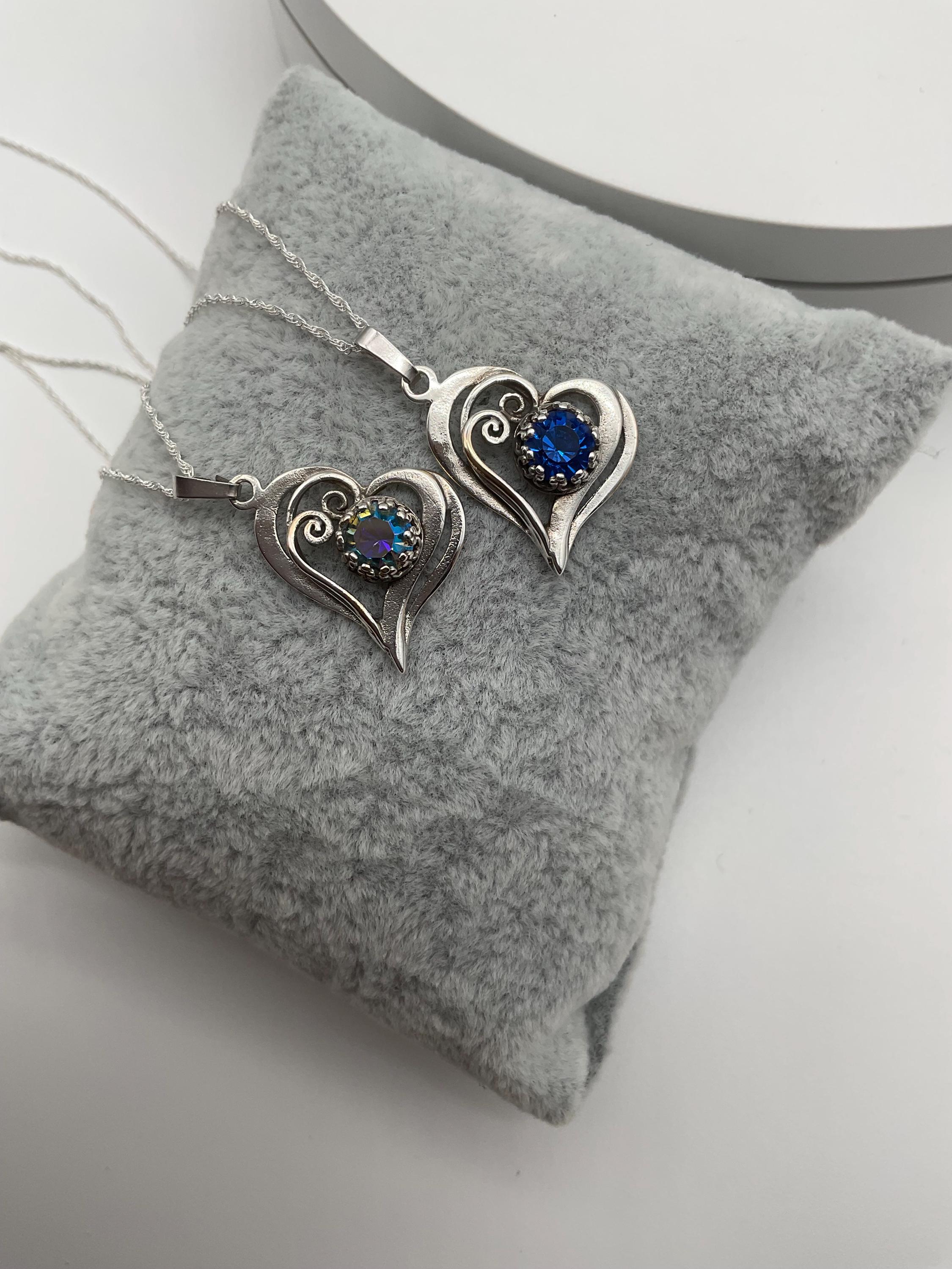 Collana Con Ciondolo A Forma Di Cuore Dell'oceano In Argento Sterling 925 Blu E Cristalli Regalo Per Donna~p147133987 - Foto 8