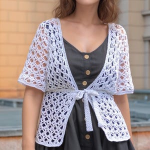 Erenos Cardigan Crochet Pattern, Crochet Lace Cardigan Pattern, Crochet Pattern Cardigan PDF, Short Sleeve Cardigan DIY