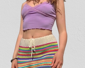Mini Skirt Crochet Pattern, Stripped Mini Skirt, Famous Crochet Skirt, Written Crochet Pattern