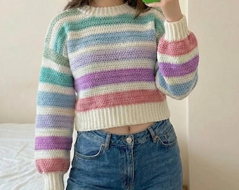 Lycia Falls Crochet Sweater Pattern, Top Down Seamless Sweater, Sizes XS-3XL,