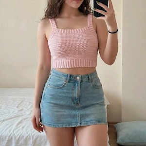 Valesy Topp, Virkmönster för Cropped Top, Linnemönster, Crop DIY-topp, Virkad Topp för Damer