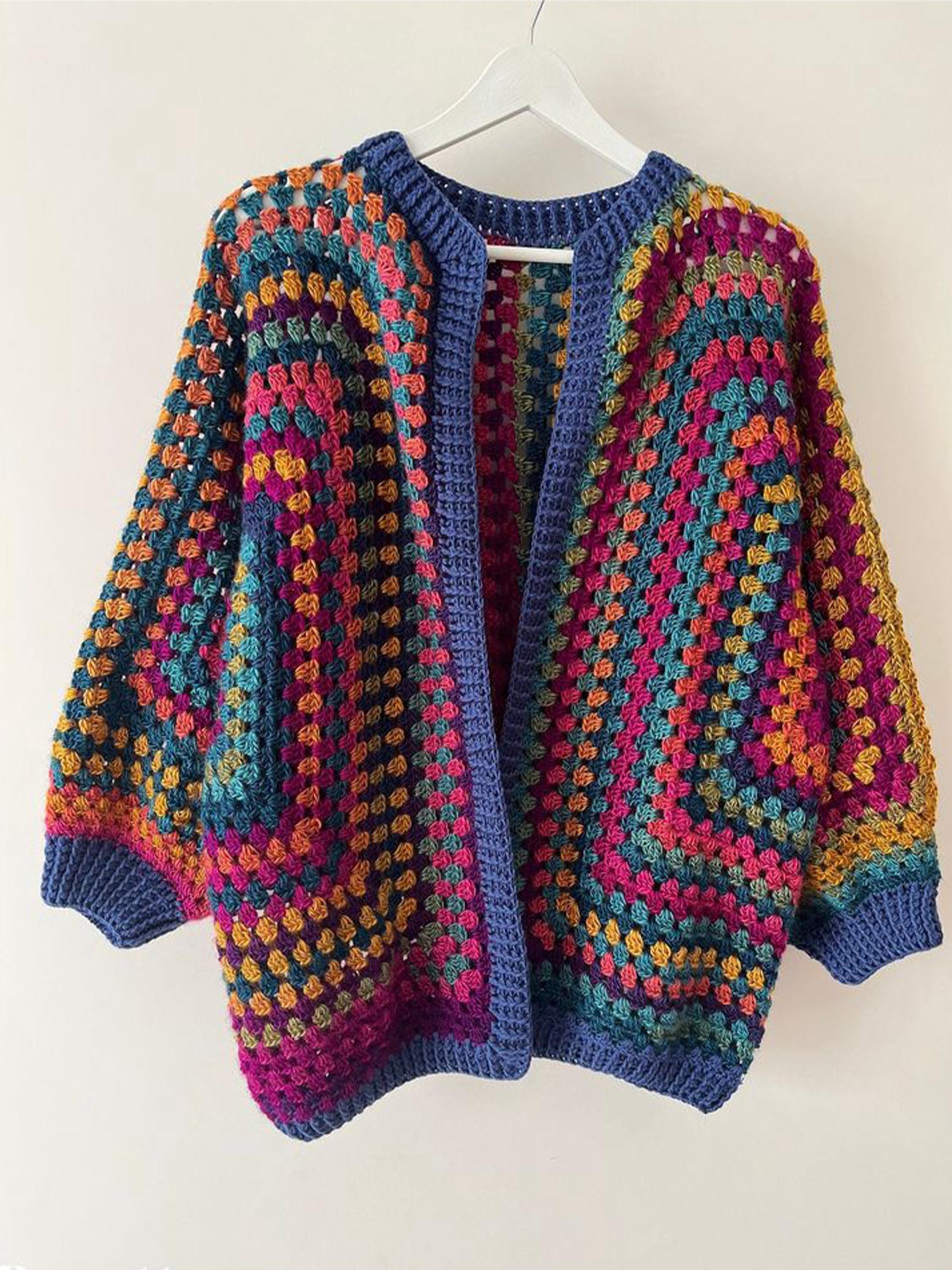 Crochet granny hexagon cardigan pattern - Etsy 日本