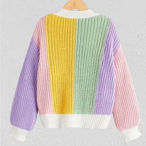 Modèle de cardigan coloré au crochet, veste facile au design arc-en-ciel, tailles S-4XL (PDF Conditions US) image 4