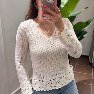 Crochet Top Pattern, Barbara CropTop Sweater Tunic Pattern, Seamless, Sizes Xs - XL(PDF)