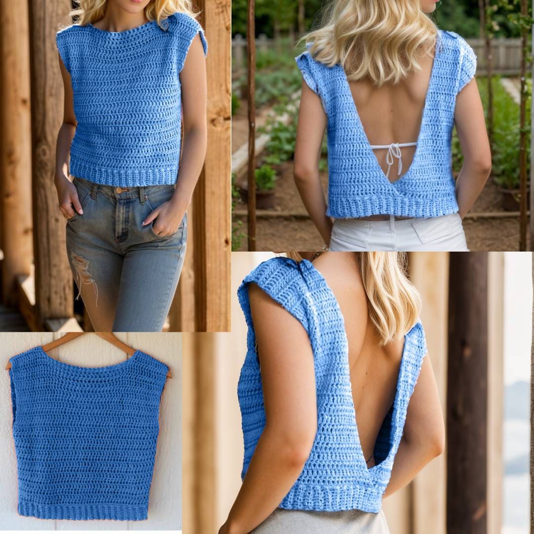 Crochet Open Back Top Pattern Crochet Top Pattern Crochet Etsy