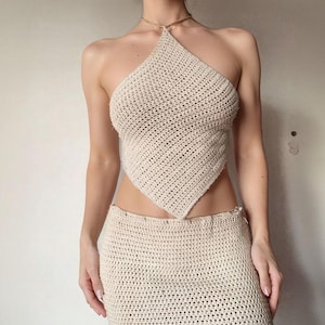 Cuadrado Summer Top Pattern, Napkin Top Crochet Pattern, Strap Neckholder DIY Top