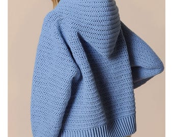 Pull à capuche au crochet, tailles XS-4XL, pull à la mode au crochet, pull au crochet, termes anglais américains,