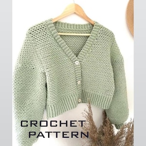 Cardigan Crochet Pattern , Crop Cargidan Pattern , Beginner Crochet Cardigan