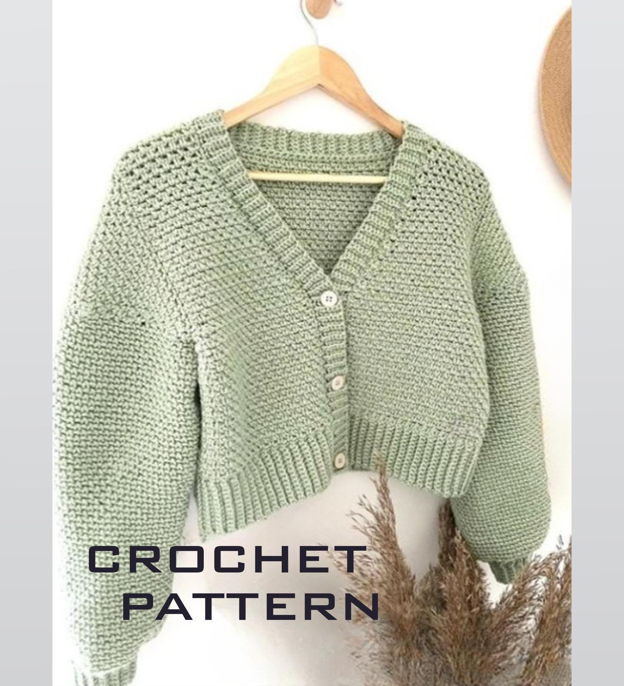Cardigan Crochet Pattern , Crop Cargidan Pattern , Beginner Crochet Cardigan
