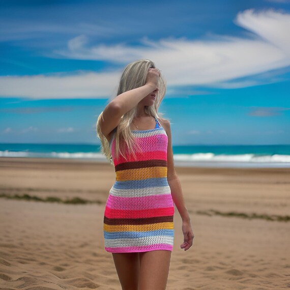 Crochet Mini Dress Pattern, Tunic Halter Top Dress, Famous