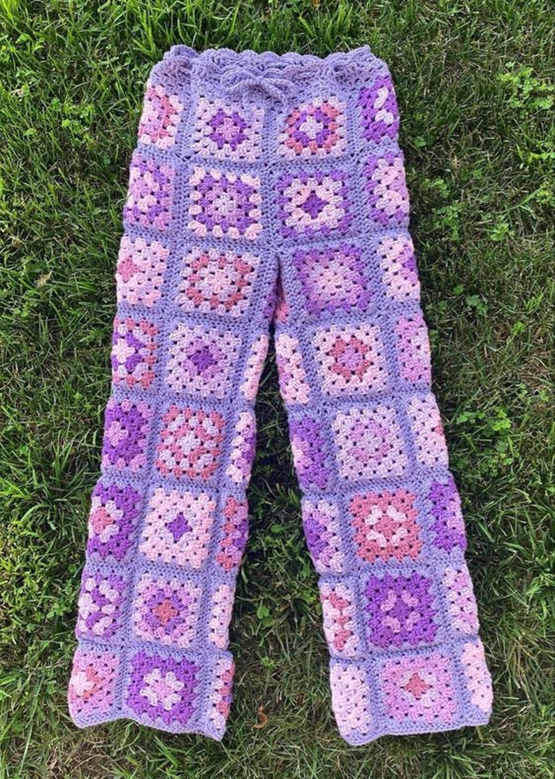Pants With Square Pattern Crochet Granny Square Pants, Boho Style, Handmade Summer Pants (PDF US ...