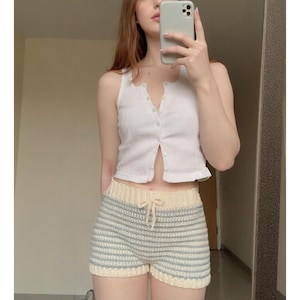 かぎ針編みショートパンツの型紙、ビーチミニショートパンツ、人気のビーチウェア（英語PDF）